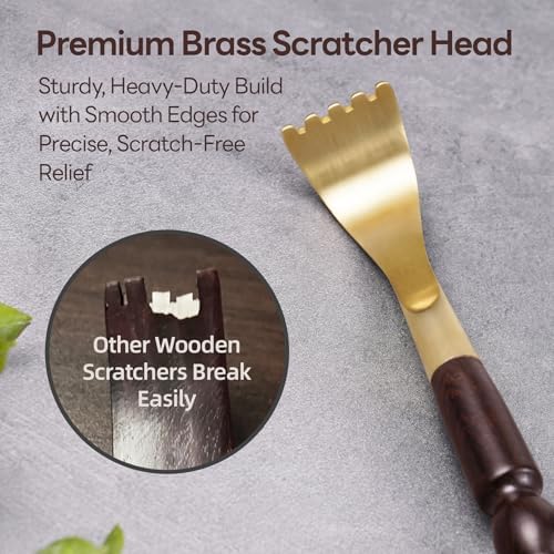Tomorotec Back Scratcher Massager, Ebony Wood Brass Head Itch Relief 17.5" - Image 3