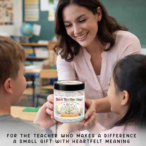 Best Teacher Ever Jar – 60 Little Bouquets Affirmation Cards, Unique Teacher Appreciation Gifts for Women Men, End of Year Teachers Gifts, Teachers Appreciation Week Gift, Thank you Gift Idea - Image 5
