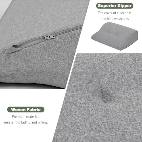 baibu Patented Dual-Layer Memory Foam Lumbar Pillow for Recliner, Light Grey - Image 6