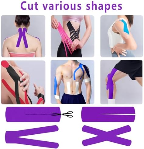 SOON GO Kinesiology Tape Pro 5 Rolls, 2 Inch High Elasticity Sports Tape Therapeutic Pain Relief–Physio Tape for Muscle Recovery & Joint Support, Waterproof & Hypoallergenic & Breathable–Purple - Image 3