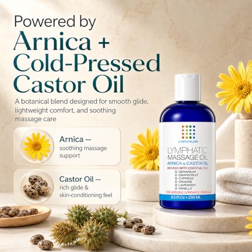 Lymphatic Drainage Massage Oil for Massage Therapy, Arnica & Castor, 8.5 Oz - Image 4