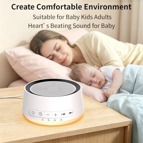 Sound Machine Night Light White Noise Machine with 30 Soothing Sounds 12 Colors Night Light Sleep Machine for Baby Kids Adults Brown Pink Nosie Machine with 32 Volume Levels for Office Home Travel - Image 4