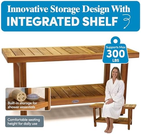 AquaTeak Spa 36" Teak Shower Bench - Image 4