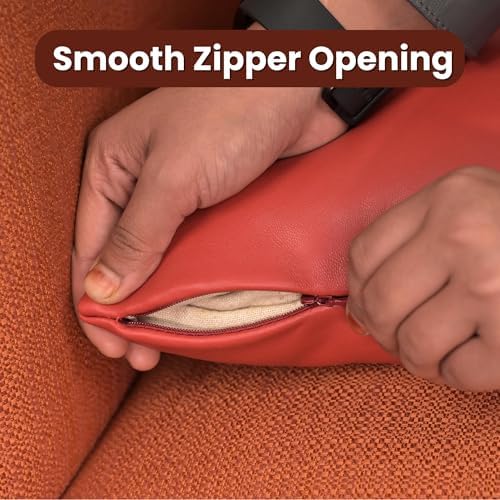 LL LEATHER LOVERS 100% Lambskin Leather Pillow Cover - Sofa Cushion Case - Decorative Throw Covers for Living Room & Bedroom, Red Plain Pack of 2-12X20 Inch - Image 5