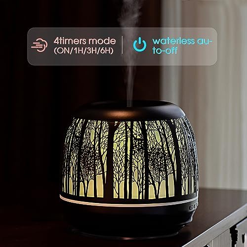 Large Essential Oil Aromatherapy Diffuser for Home Bedroom Metal Hollow Decorative Room Ultrasonic Air Scent Mist Aroma Diffuser 500ML Defusers -Black - Image 4