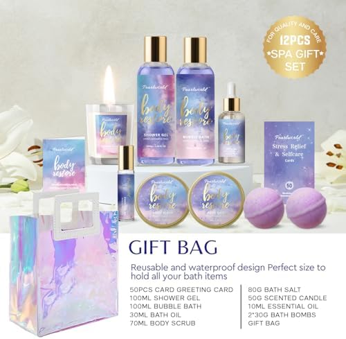 Birthday Gifts for Women, 12 Pcs Luxury Bath Skin Care Shower Bath Set - Image 2