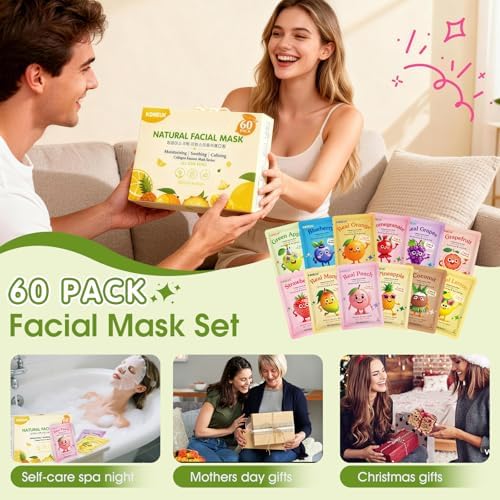 60 Pack Fruit Theme Face Mask for Kids, Bulk Birthday Gifts for Girls - Image 5