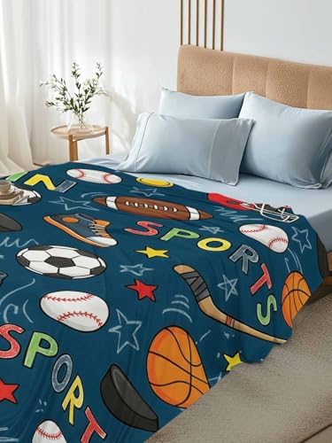 King Flat Sheet Sports Balls Flat Sheets Only Soft Breathable Microfiber Bedding Top Sheets Luxury Hotel Quality Basketball Football Baseball Rugby Ice Hockey King Bed Sheet for Bedroom Dorm Decor - Image 4