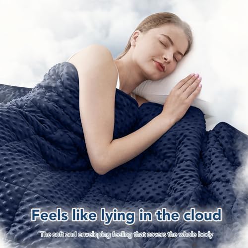 Topcee Weighted Blanket for Adults (12lbs 48"x72"), Minky Dots Heavy Blanket for 110-130lbs Sleeping, Soft, Cozy and Cooling Weighted Throw Blankets, Machine Washable, Blue - Image 4