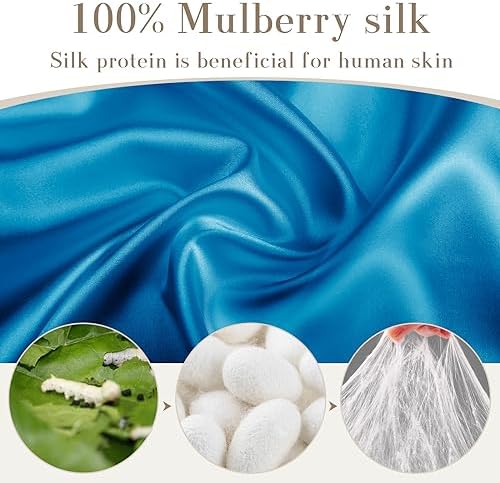 SECZIPE 100% Mulberry Silk Sleep Mask Eye Mask for Women Man with Adjustable Band, for Side Sleeper Blackout Sleep Mask for Travel Rest and Office Large Size (Blue) - Image 3