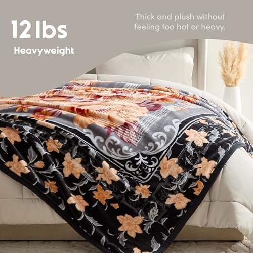 Nestl Korean Mink Blanket King Size - 12 Lbs Velvet Fleece Korean Blanket - 2 Ply Warm & Thick Winter Blanket - Wrinkle & Fade Resistant - 87 x 94 Inches (Black & Grey) - Image 4