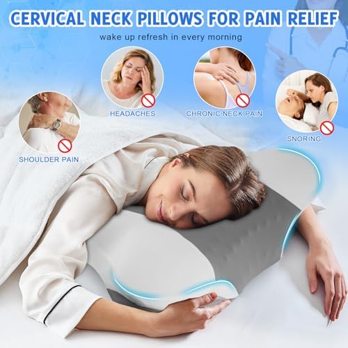 Cervical Pillow for Neck Pain,Cooling Butterfly Pillow for Side Sleepers – Adjustable Orthopedic Contour Memory Foam Pillow,Contoured Support Pillows with Breathable Pillowcase for Sleeping,Dark Gray - Image 7