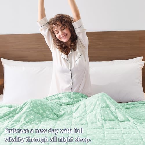 25 lbs weighted blanket Queen Size for Adults (60”x 80”, Cyan) Cooling Heavy Blanket for Sleeping Perfect for 240-260 lbs, Winter Thick Breathable Blanket with Premium Glass Bead, Machine Washable - Image 5
