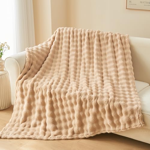 NEWCOSPLAY 3D Bubble Flannel Throw Blanket for Couch Brown, 50"×60" - Image 2