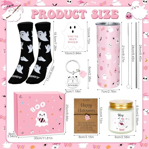 8 Pcs Halloween Boo Basket Gifts for Women Pink Ghost Basket Stuffers Gift - Image 2