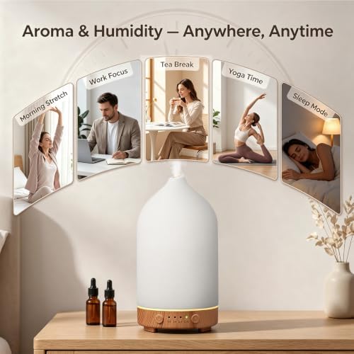 Gooamp 200ML Ceramic Essential Oil Diffuser for Home, Stone Diffuser 2 Pack - Image 6