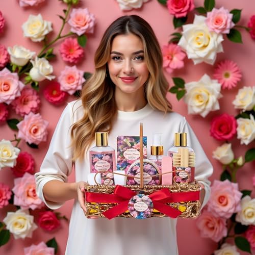 Gift Basket for Women, Rose Jasmine, 9 Piece Home Spa Set - Image 5