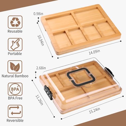 CAWIU Portable Charcuterie Board with Lid, Travel Cheese Board & Snack Tray - Image 5
