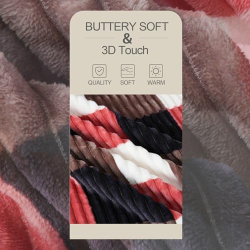 PU MEI Sherpa Blanket Twin Plaid Thick Bed Blanket, 60”*80” Super Soft Flannel Fuzzy Fleece Reversible Velvet Plush Warm Blanket for Couch (Black Red Check) - Image 6