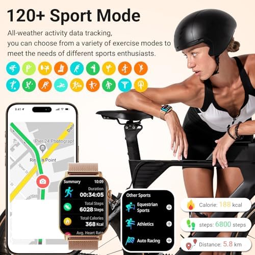 Smart Watches for Women - 1.83'' HD 2026 Fitness Tracker with Answer and Make Calls with 120+ Sport Modes IP68 Waterproof Heart Rate Sleep SpO2 Monitor and Compatible iPhone and Android (Gold) - Image 6