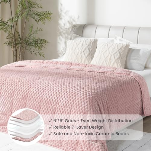 Drewin Weighted Blanket Queen Size for Adults 15lbs,Pink,48 x 72 inches - Image 4