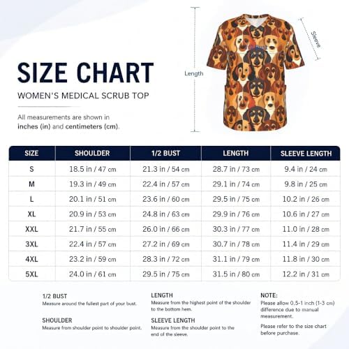 Men's Scrub Top,V-Neck Spill Wrinkle Resistant,3 Pockets-Funny Dachshund (4) - Image 5