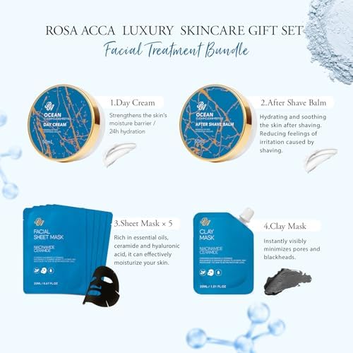 21 Pcs Men Facial Skin Care Set, Father's Day Gifts, Bath & Beard Gift Set for Men, Home Spa & Self-Care Gift Basket Set, Clay Mask, Birthday, Christmas, Valentines, Boyfriend, Anniversary, Dad - Image 3