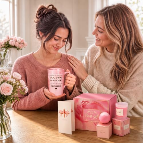 Birthday Gifts for Women, Mom, Unique Pink Spa Relaxation Baskets Set - Image 4