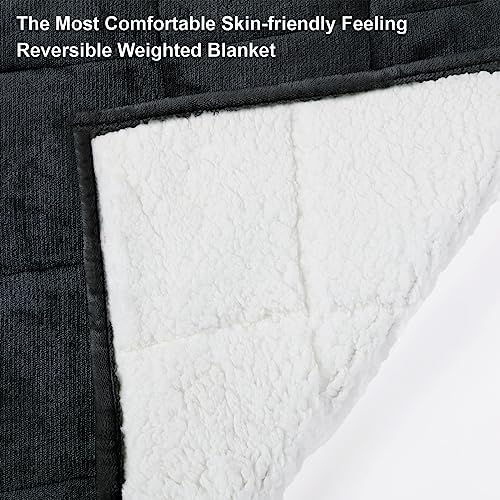 Alomidds Weighted Blanket (Queen Size 20lbs 60x80 inches) with Soft Plush Fleece, Throw Blanket with Cozy Warm Sherpa,Ultra Fuzzy Heavy Blanket Microfiberfor for Sofa Bed, Dark Grey - Image 3