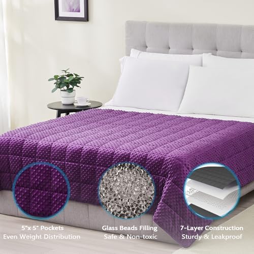 L'AGRATY Weighted Blanket - 48"x72" 10lbs Minky Dots Heavy Blanket with Glass Beads Soft Breathable for All-Season Summer Fall Winter Thick Comfort for Sleeping - Image 4
