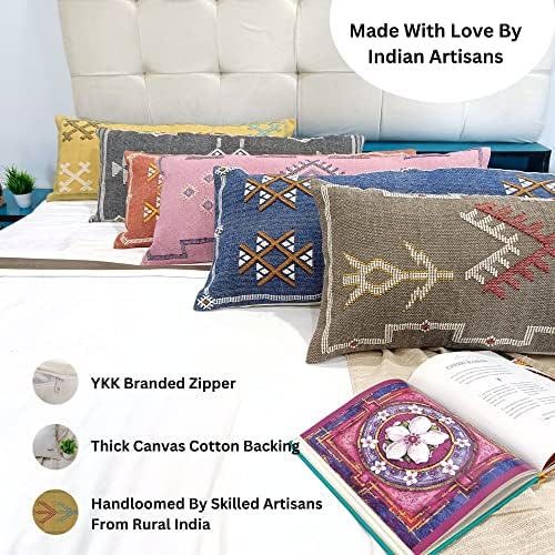 Trade Star Sabra Handloomed Pillow Cover Kilim Oblong Cushion Case 100% Cotton Lumbar Pillow Cover Designer Back and Neck Rest 14x36 Cushion Cover for Living Room Decor (Pattern - 5) - Image 6
