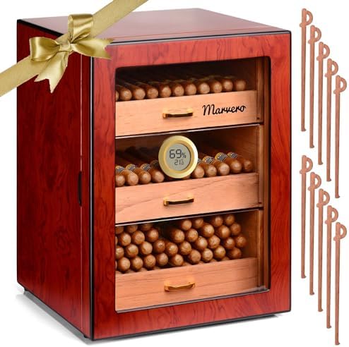 150-Count Rosewood Cigar Humidor Cabinet with Digital Hygrometer by Marvero