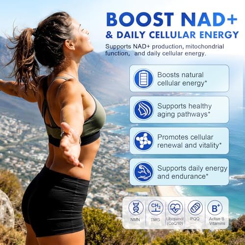 NMN Supplement 1000mg Per Serving with Resveratrol, TMG, Ubiquinol CoQ10, PQQ, Quercetin, Astragalus – NAD Resveratrol Supplement for Cellular Energy & Healthy Aging – NAD+ Supplement, 90 Count - Image 3