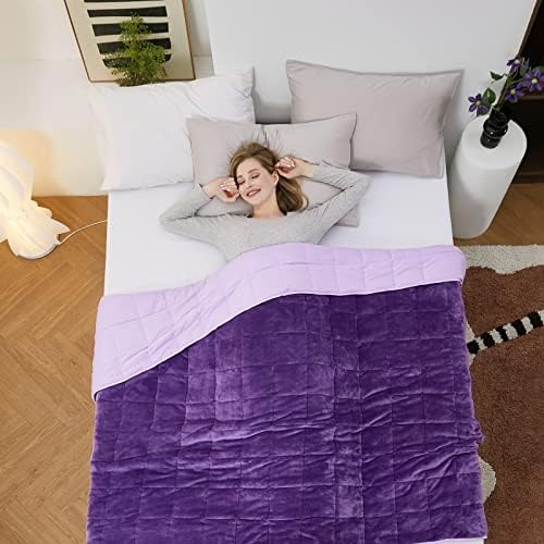 Satwip Purple Weighted Blanket 12 Pounds Fuzzy Warm Flannel Weighted Bed Blanket with Soft Breathable Sanded, 48 x 72 inches, Purple - Image 6