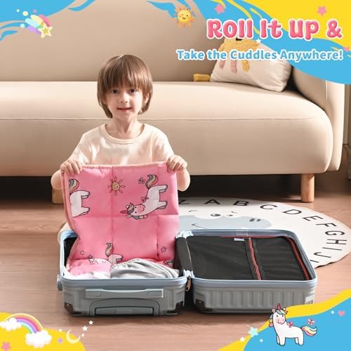 anfie Weighted Lap Pad 2 Pounds, Weighted Blanket (30"*40") Cooling Blanket for Resting,Weighted Throw Blanket for Travel Indoor Outdoor (Little Unicorn) - Image 5