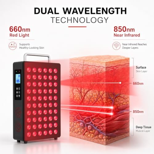 Red Light Therapy Panel, 660nm & 850nm, for face & Body, Black - Image 3