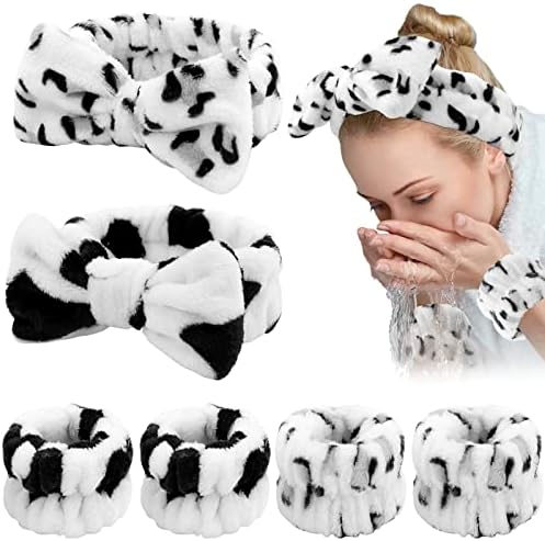 WHAVEL 6PCS Spa Headband and Wristbands Set, Face Wash Headband Wrist Bands for Washing Face Makeup Skincare Hair Band Skin Care Accessories Tools by Whavel