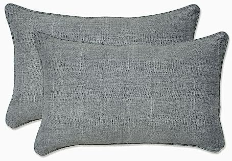 Pillow Perfect Tory Solid Indoor/Outdoor Lumbar Pillow Plush Fill, Weather and Fade Resistant, Lumbar - 11.5" x 18.5",, Grey, 2 Count by PillowPerfect