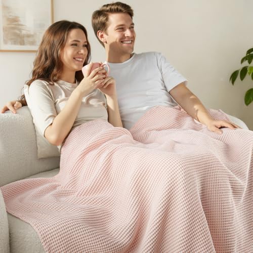 Exclusivo Mezcla 100% Cotton Oversized Waffle Throw Blanket for Couch Sofa - Image 2