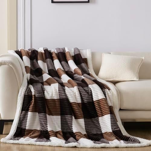 Gracelife Sherpa Fleece Throw Blanket for Couch, Fluffy Plush Warm Fuzzy Blanket for Women and Men, Cozy Thick Soft Twin Blanket for Bed, Dark Brown, 60x80 Inches by Gracelife