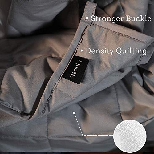 ZonLi Weighted Blanket (100% Cotton,48''x72'',12lbs, Light Grey), Cooling Weighted Blanket for Adults, High Breathability Heavy Blanket, Soft Material with Premium Glass Beads - Image 5
