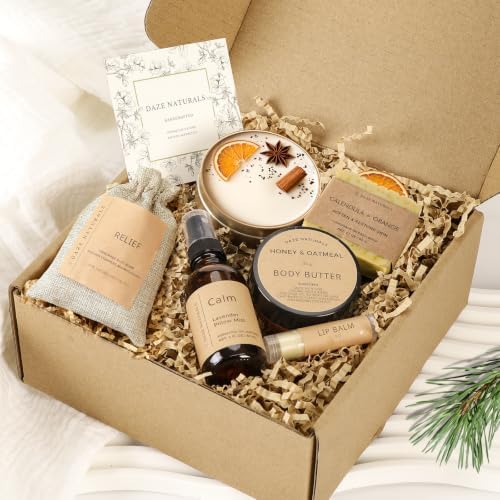 Bath Gift Set, Spa Gifts for Women, Self Care Products for Women, Orange & Calendula Soap Bar, Calm Pillow Mist, Bath Bomb & Shower Steamer, Body Butter and Lip Balm - Image 4