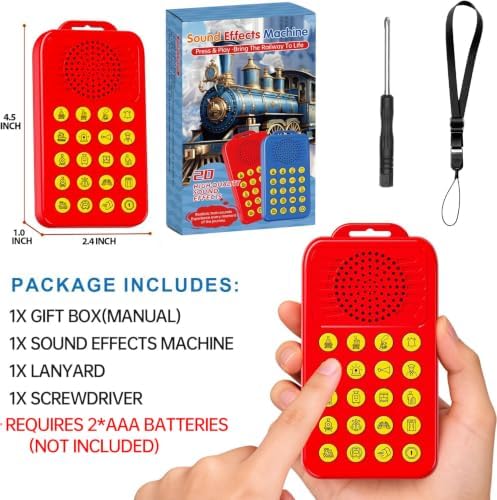 Train Sound Effects Machine - 20 Sounds - Gifts for Teen Boys and Girls,Train Whistle for Kids & Adults,3-Level Volume Control,for 3-16 Year Old Boys,Cool Gadgets (Red, Batteries NOT Included) - Image 6