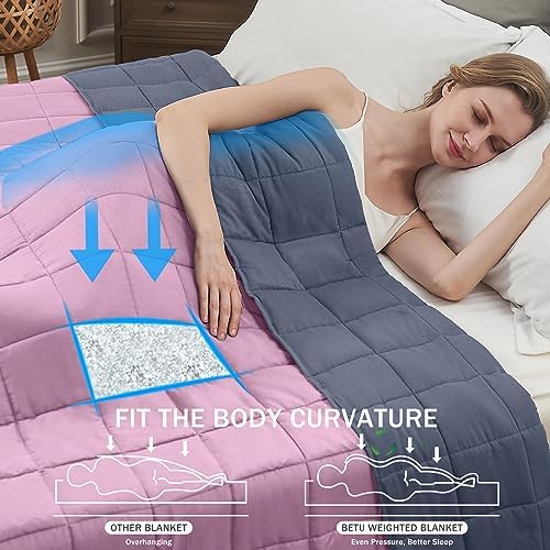 Weighted Blanket for Adults 12lbs, 60"x80", Queen Size Cooling Heavy Throw Blanket for 110-130lbs, Microfiber Soft Big Blankets Weighted Comforter, Pink Grey - Image 2