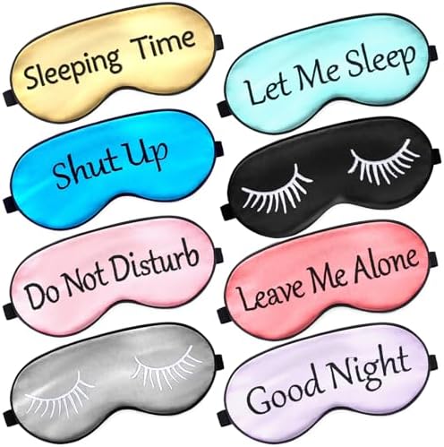 Geyoga 8 Pack Silk Funny Sleep Masks for Women Sleep, Fresh Colors by Geyoga