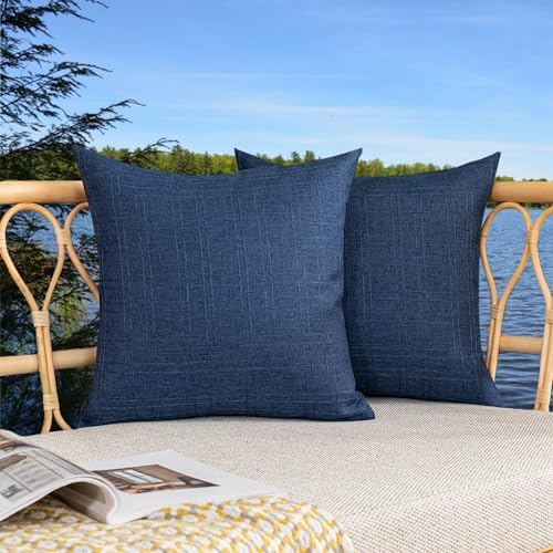 Kevin Textile Outdoor Waterproof 18”x18” Pillow Covers 2 Pack, Blue by KevinTextile