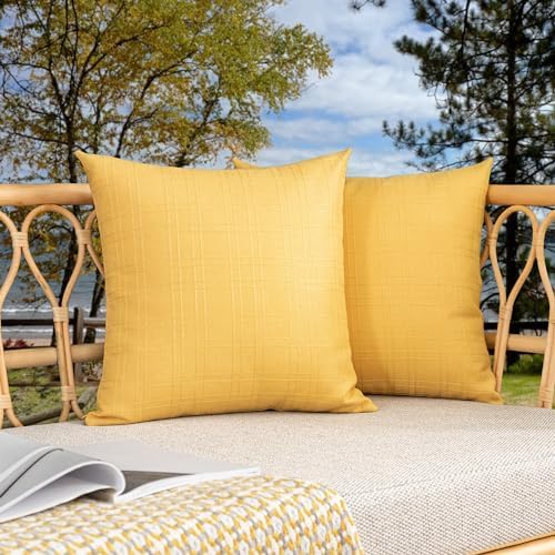 Kevin Textile Outdoor Waterproof 22”x22” Pillow Covers 2 Pack, Yellow by KevinTextile
