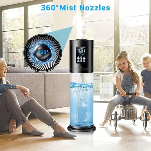 Humidifiers for Bedroom Large Room, 4 Levels Cool Mist Humidifier with Clear Tank, 7 Color Lights Essential Oil Diffuser with 16H Timer, Top Fill Humidifier for Home Plants Office - Image 3
