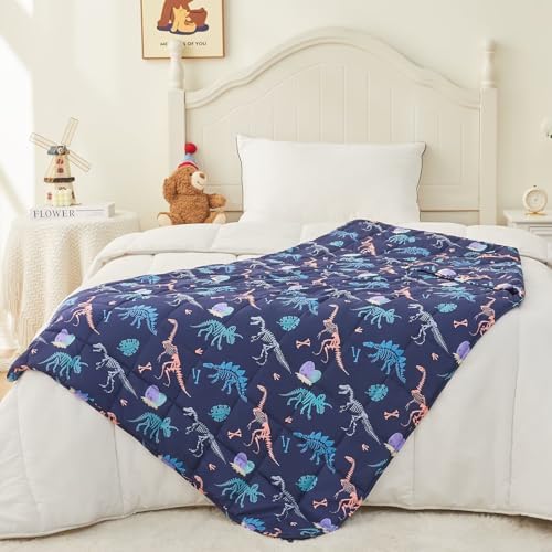 yescool Dinosaur Weighted Blanket 7 Pounds Cooling Weighted Lap Blanket, Navy Breathable Heavy Blankets, Weighted Throw Blankets Gifts for 5 Years+, 60-80lbs, 40"x60" - Image 4