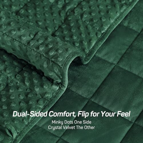 Weighted Blanket 15lbs for Adults, Ultra Soft Minky Dot Heavy Blankets for Sleep, Breathable Washable Throw Blanket with Glass Beads, 48"x72" Twin Size, Dark Green - Image 4